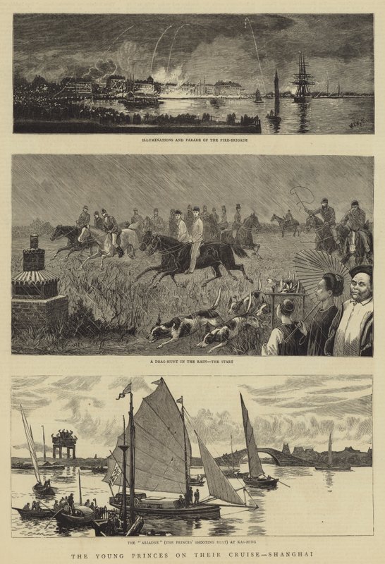 Die jungen Prinzen auf ihrer Kreuzfahrt, Shanghai von William Lionel Wyllie
