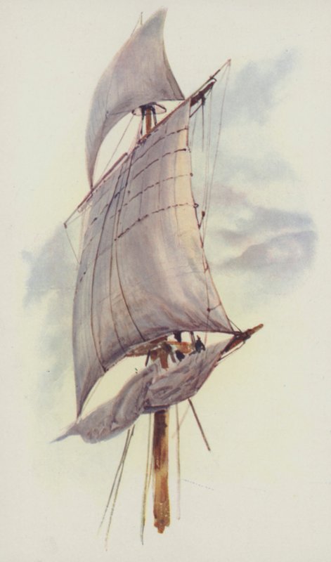 Großsegel und Top-Gallant-Segel der Valhalla von William Lionel Wyllie