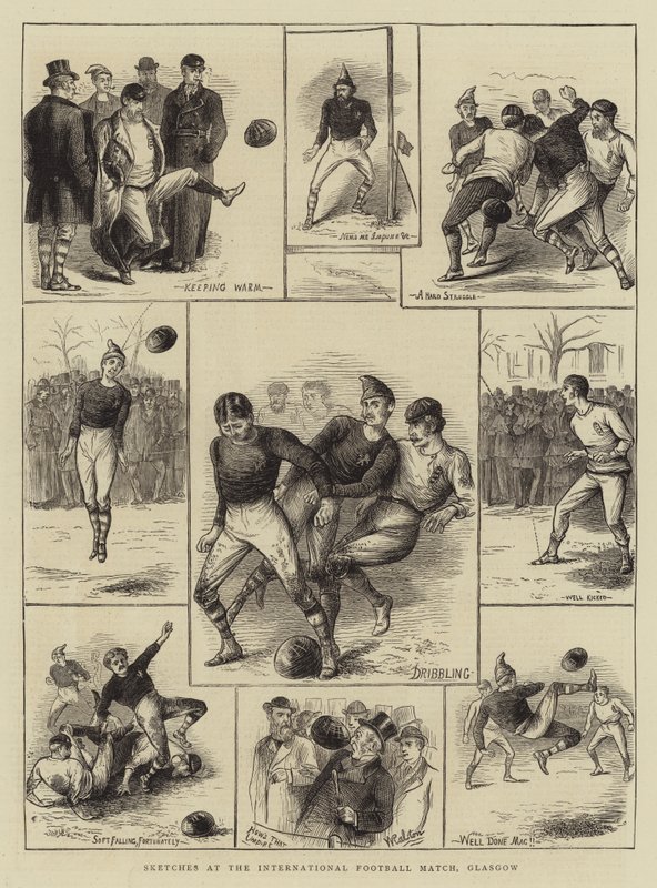Skizzen beim internationalen Fußballspiel, Glasgow von William Ralston
