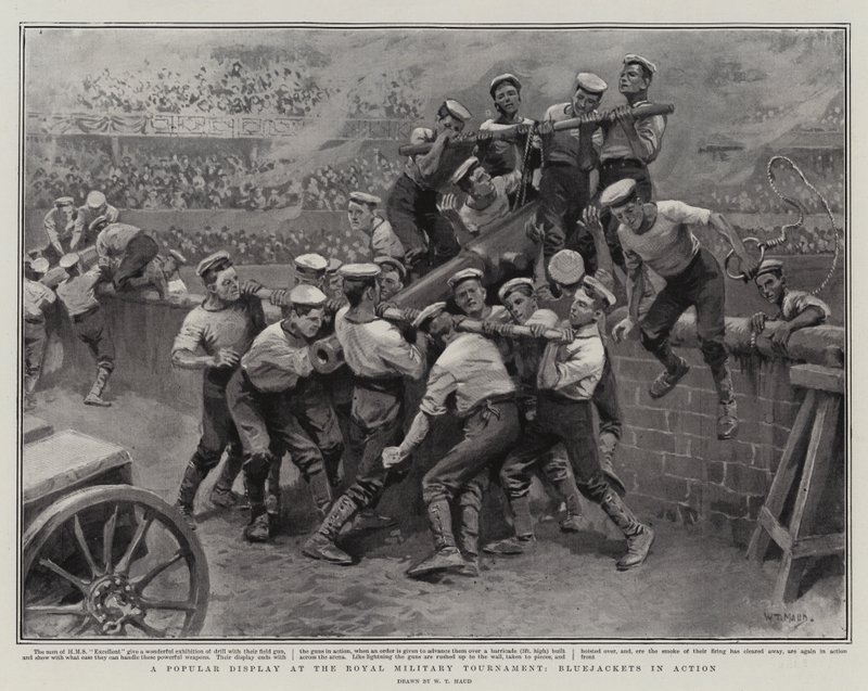Eine beliebte Vorführung beim Royal Military Tournament, Bluejackets in Aktion von William T. Maud