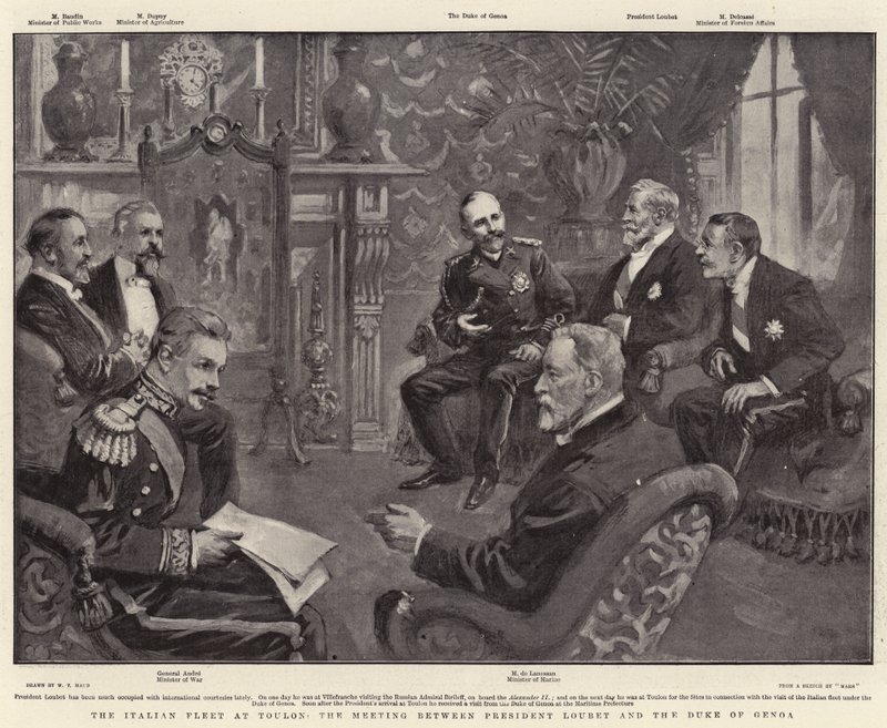 Die italienische Flotte in Toulon, das Treffen zwischen Präsident Loubet und dem Herzog von Genua von William T. Maud