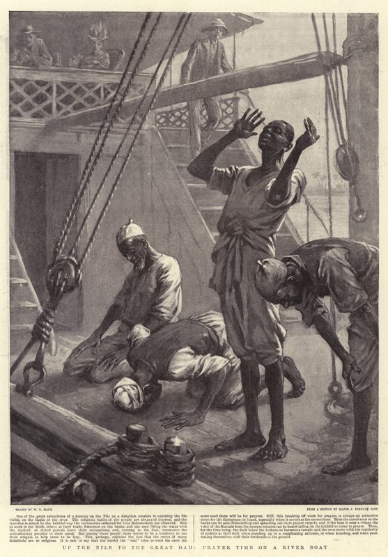Den Nil hinauf zum großen Damm, Gebetszeit auf einem Flussboot von William T. Maud
