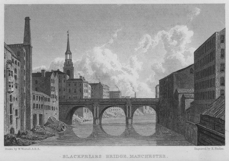 Blackfriars Bridge, Manchester von William (after) Westall