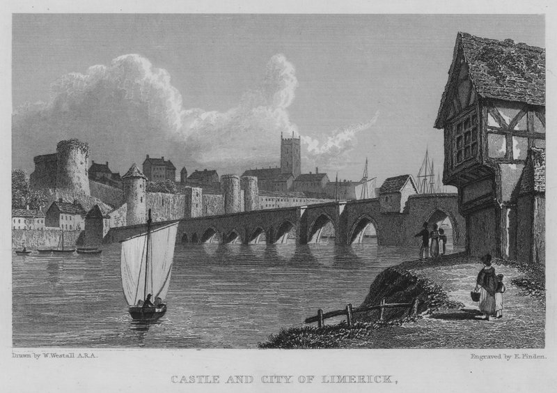 Schloss und Stadt Limerick von William (after) Westall