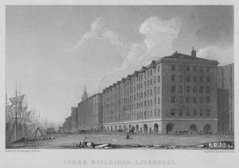 Goree-Gebäude, Liverpool (Stich) von William (after) Westall