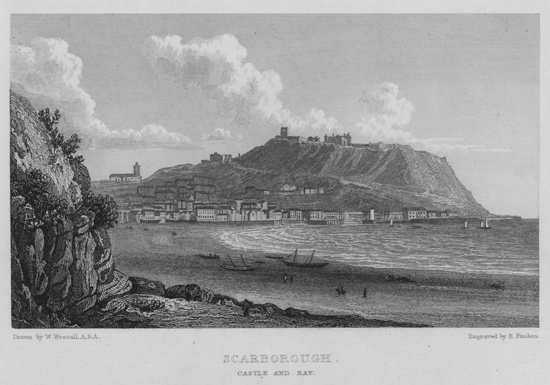 Scarborough, Schloss und Bucht von William (after) Westall