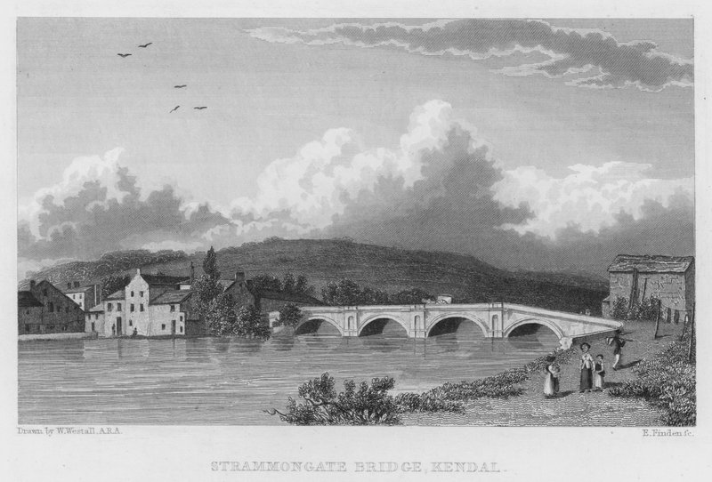 Strammongate Bridge, Kendal (Stich) von William (after) Westall