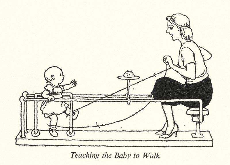 Dem Baby das Laufen beibringen von William Heath Robinson