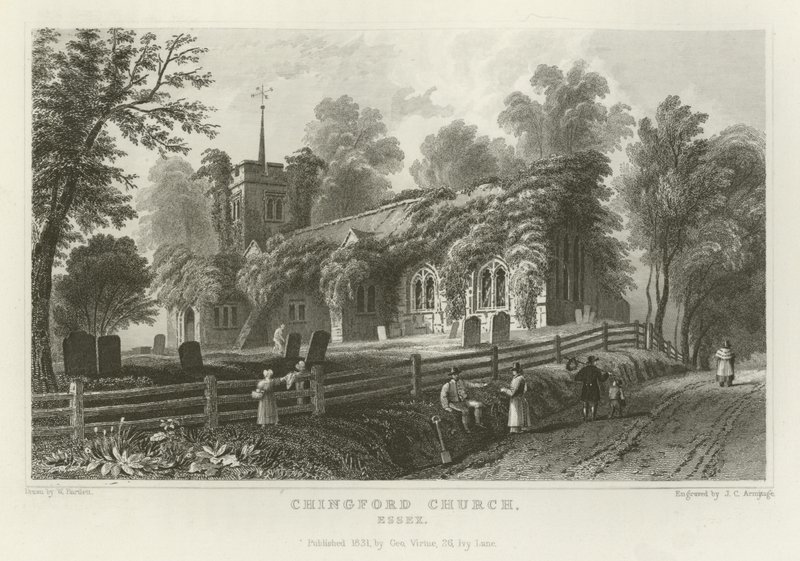 Chingford Kirche, Essex von William Henry Bartlett
