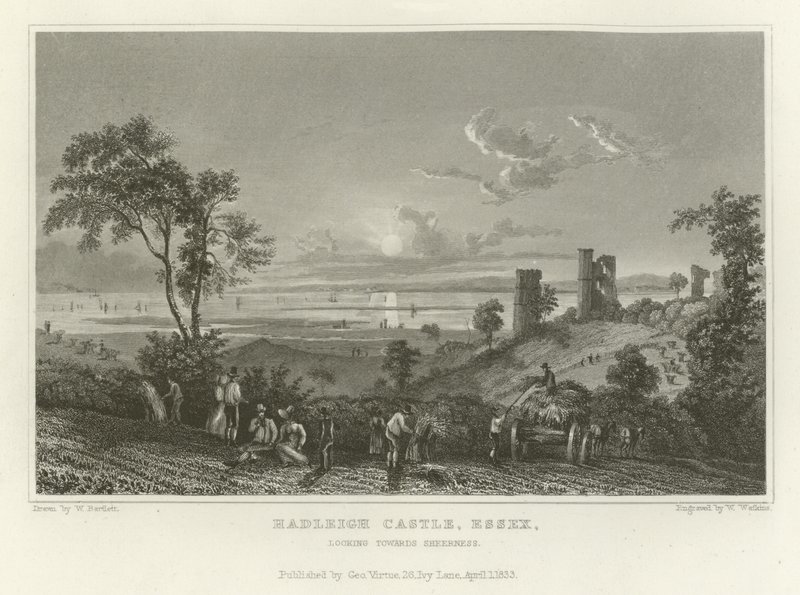 Hadleigh Castle, Essex, Blick Richtung Sheerness von William Henry Bartlett