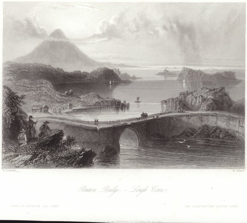 Pontoon-Brücke auf Lough Conn von William Henry Bartlett