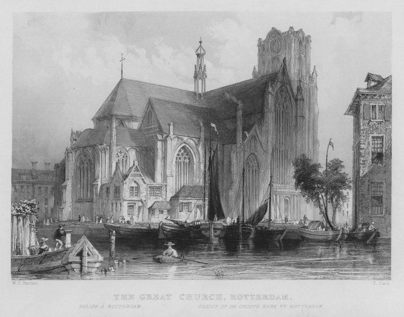 Die große Kirche, Rotterdam (Stich) von William Henry Bartlett