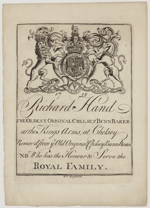 Bun Baker, Richard Hand, Handelskarte von William Hogarth