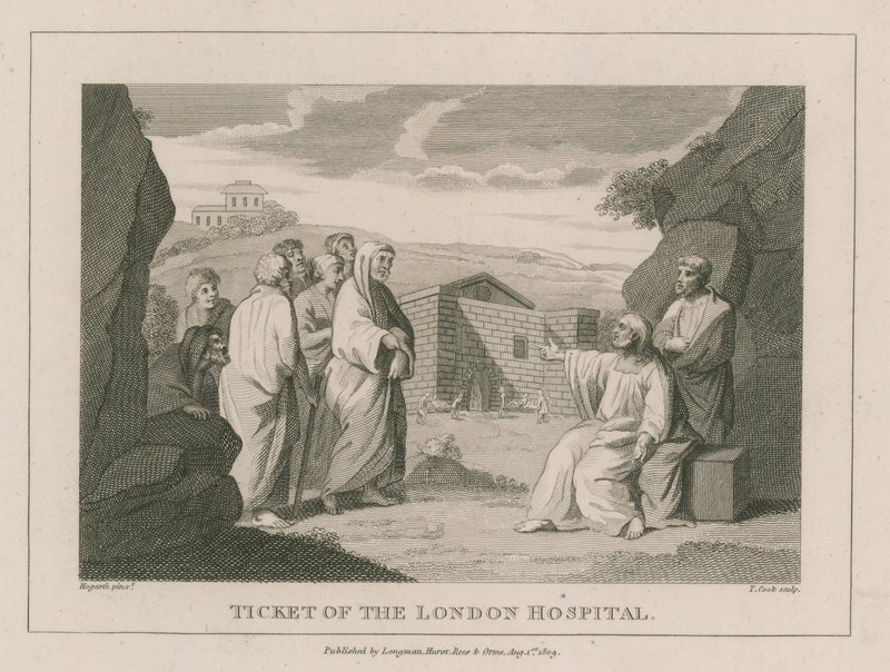 Ticket des Londoner Krankenhauses von William Hogarth