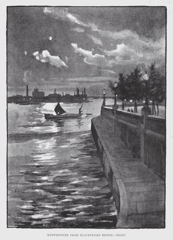 Westminster von der Blackfriars Bridge, Nacht von William Luker