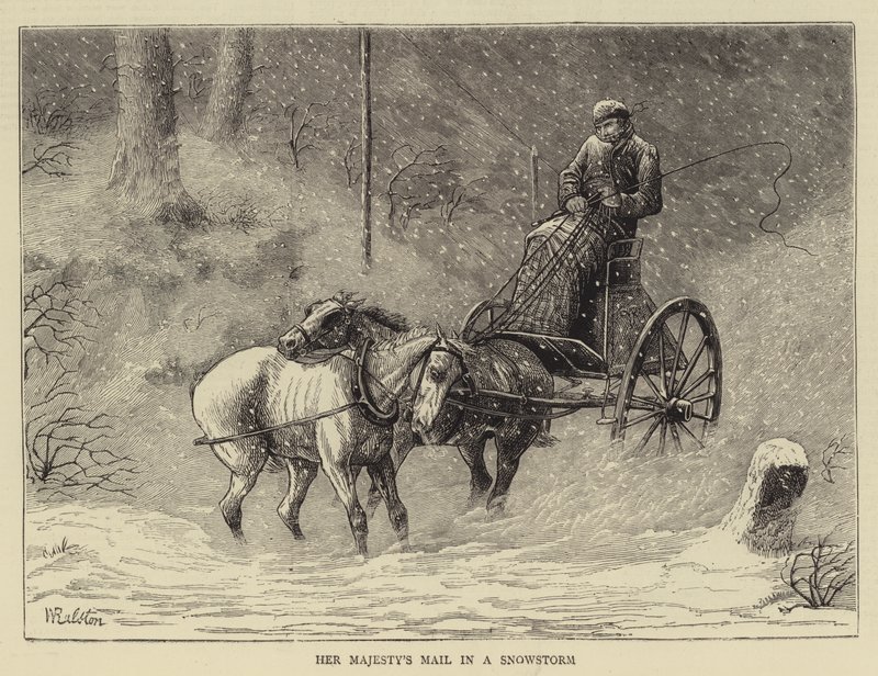 Die Post Ihrer Majestät in einem Schneesturm von William Ralston