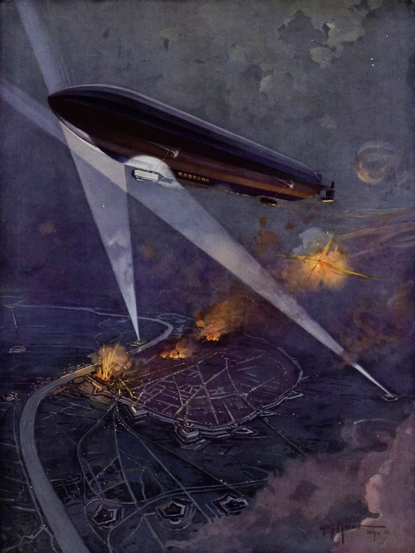 Ein Zeppelin über Antwerpen von Willy Moralt