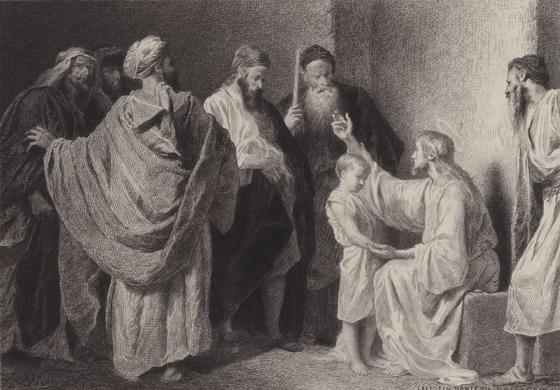 Jesus und ein Kind von after Albert Robida