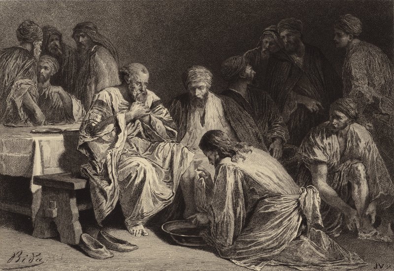 Jesus wäscht die Füße der Jünger von after Albert Robida