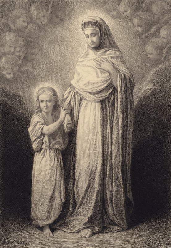 Das Jesuskind und seine Mutter von after Albert Robida