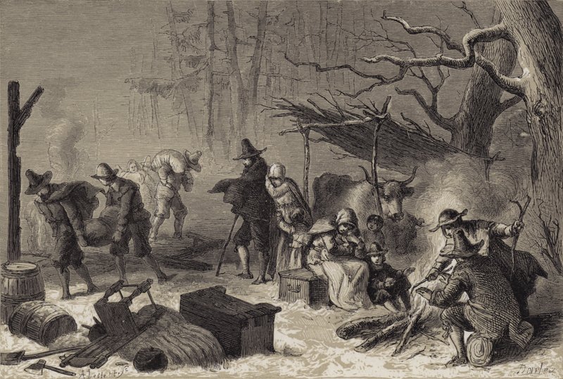 Englische Siedler in Amerika von after Felix Octavius Carr Darley