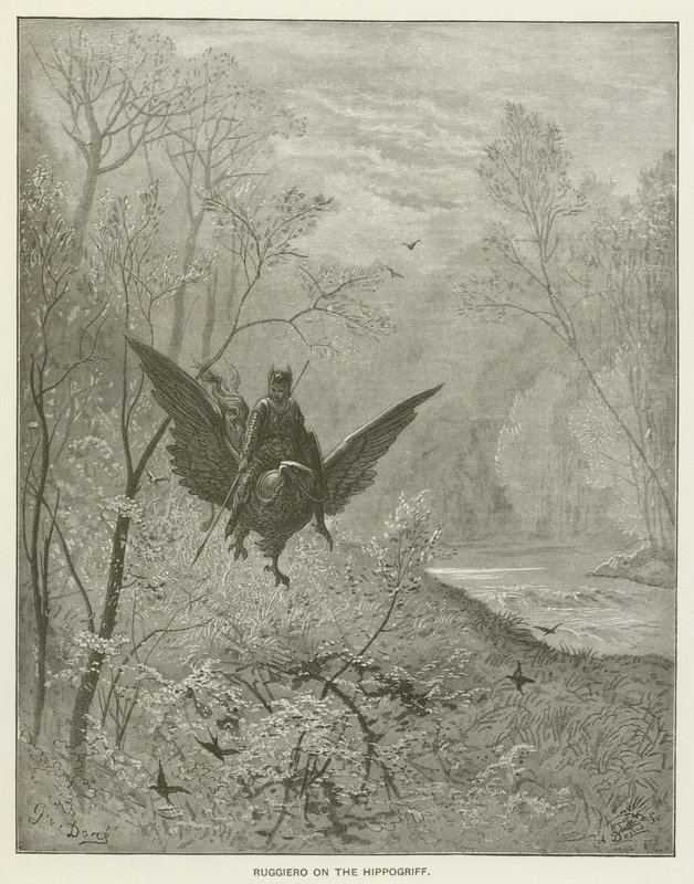 Ruggiero auf dem Hippogreif von Gustave after Dore