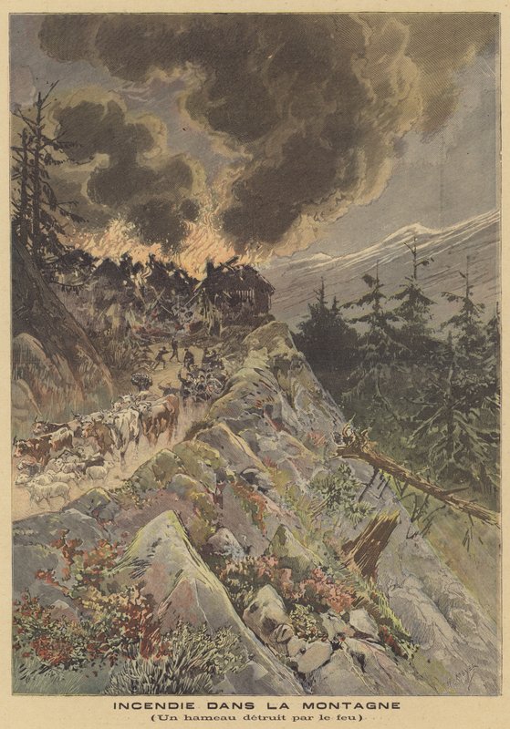 Feuer in den Bergen von after Henri Meyer