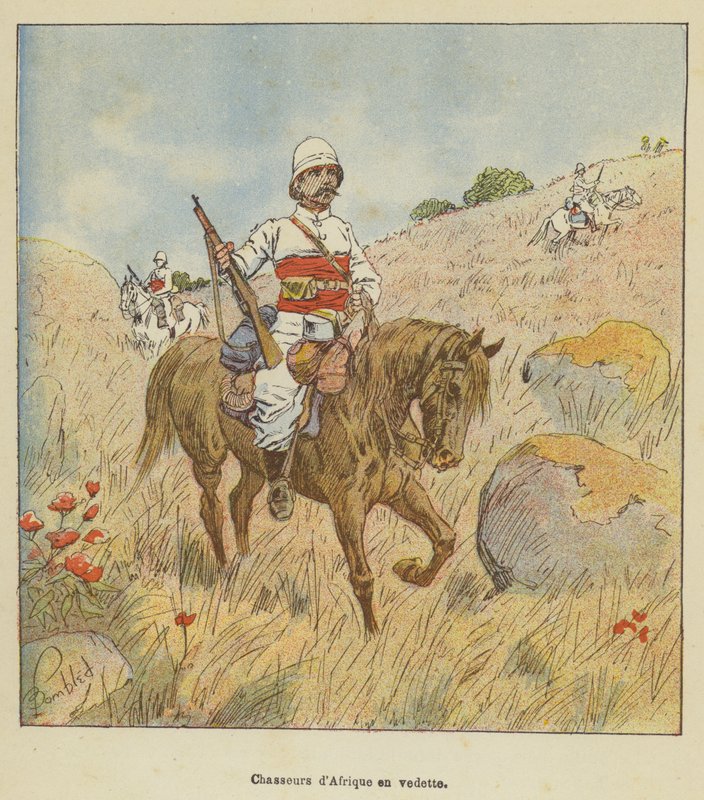 Afrikanische Jäger auf Patrouille von after Louis Charles Bombled