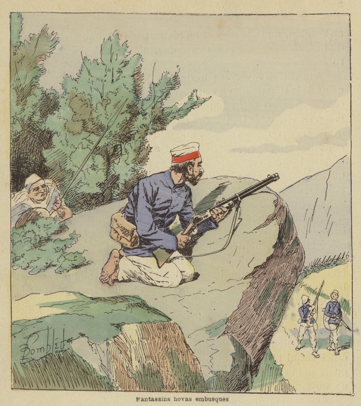 Hovas-Infanteristen im Hinterhalt von after Louis Charles Bombled