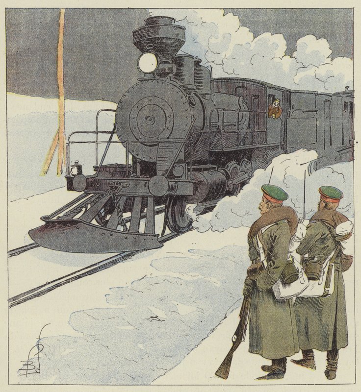 Militärzug auf der Transsibirischen Eisenbahn von after Louis Charles Bombled