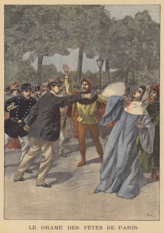 Schießerei auf der Pariser Messe von after Oswaldo Tofani