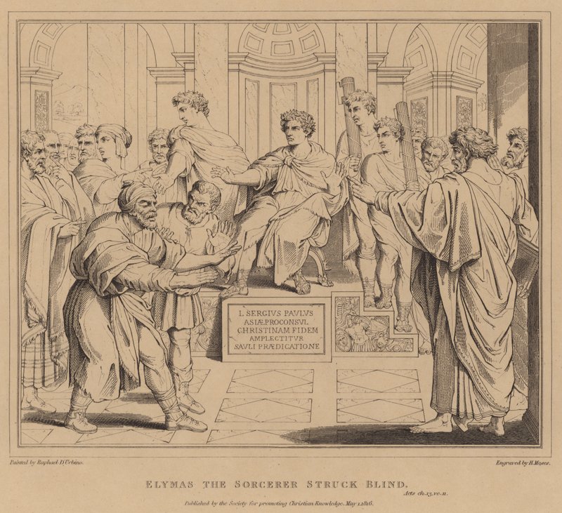 Elymas der Zauberer wird blind, Apostelgeschichte von after Raphael